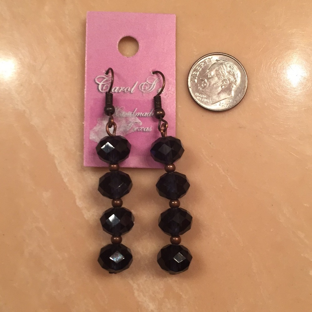 Sparkling black bead drop earrings